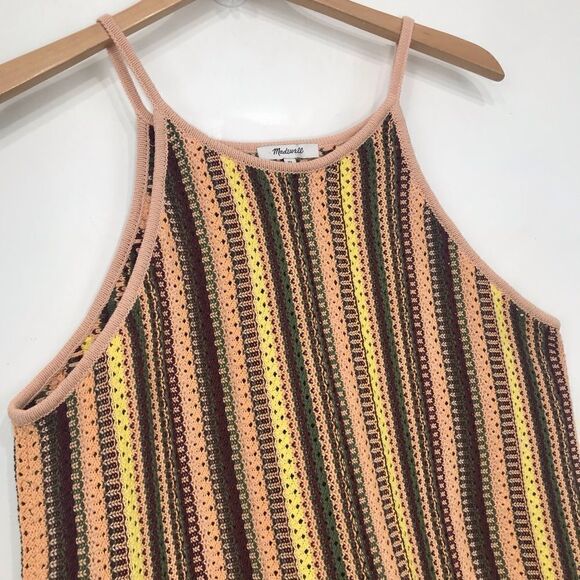 Madewell Janson Crochet Earth Tone Rainbow Stripe Tank Sweater Top - Picture 6 of 13